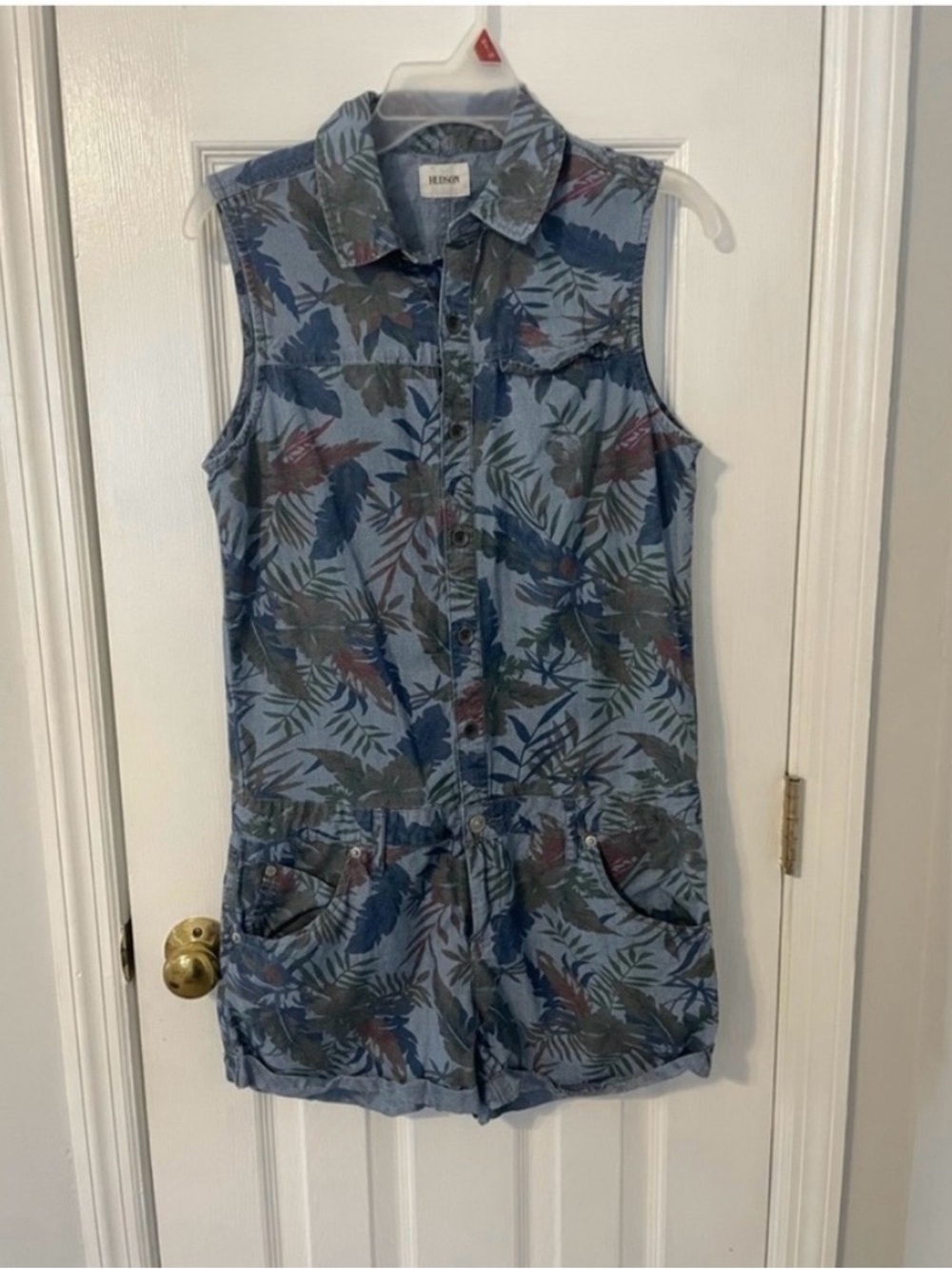 Blue Hudson Palm Leaf Print Romper